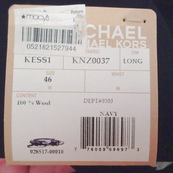 Michael Kors Men's Wool Suit Jacket Blazer Size 46L Navy Luxury Sport Coat NWT - Picture 12 of 12